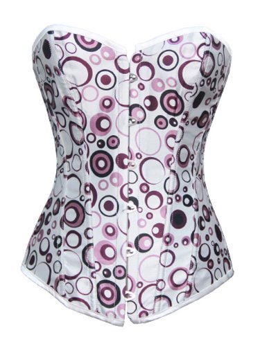 White Satin Purple-dotted Corset